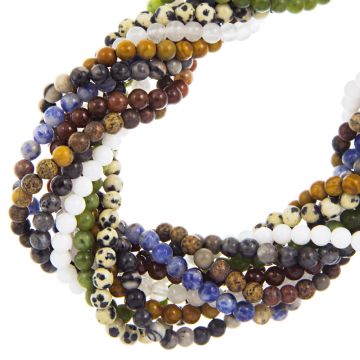 Kralenmix - Natuursteen Kralen (4 mm) Mixed Stones (10 Strengen)