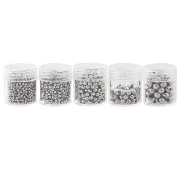 Kralenmix - Metalen Kralen (1,5 / 2 / 3 / 4 en 5 mm) Antiek Zilver (2500 Stuks)