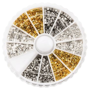 Set - Knijpkralen (binnenmaat 1 - 1.5 mm) Mix Color