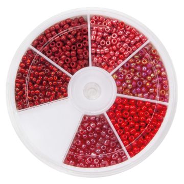 Kralendoos - Rocailles (3 mm) Mix Color Red 