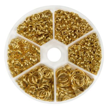 Set - Splitringen (4 - 10 x 1.4 mm) Goud (1050 stuks)