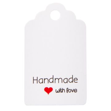 Hangtags Sieraden Kaartjes - Handmade with Love (3 x 5 cm) White (5 stuks)