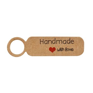 Hangtags Sieraden Kaartjes - Handmade with Love (5 x 1.2 cm) Brown (5 stuks)