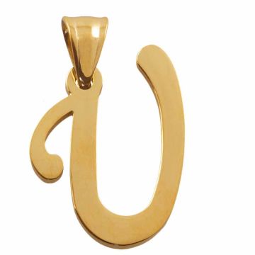 Stainless Steel Initiaal Hanger U (31 x 20 x 2 mm) Goud (1 Stuk)