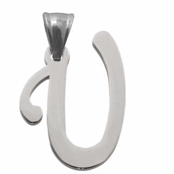 Stainless Steel Initiaal Hanger U (31 x 20 x 2 mm) Antiek Zilver (1 Stuk)