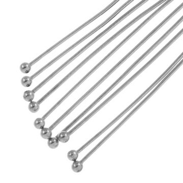 Stainless Steel Nietstiften Bol (30 x 0.7 mm) Antiek Zilver (50 Stuks)