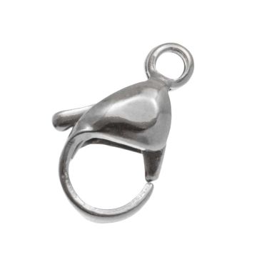 Stainless Steel Karabijnsluiting (15 x 7 mm) Antiek Zilver (10 Stuks)