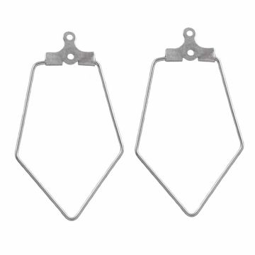 Stainless Steel Oorbel Frames  (35 x 22 mm) Antiek Zilver (6 Stuks)
