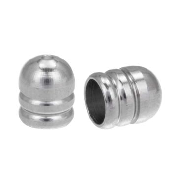 Stainless Steel Eindkapjes met Gat (Binnenmaat 4 mm) Antiek Zilver (10 Stuks)