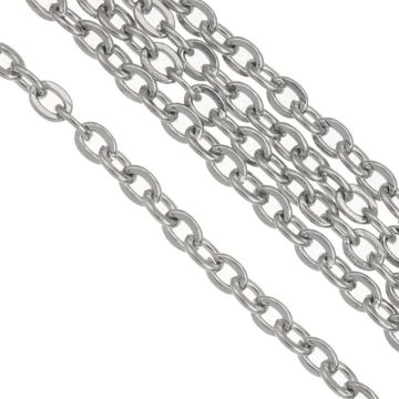 Stainless Steel Schakelketting (2.4 x 1.9 x 0.4 mm) Antiek Zilver (10 Meter)