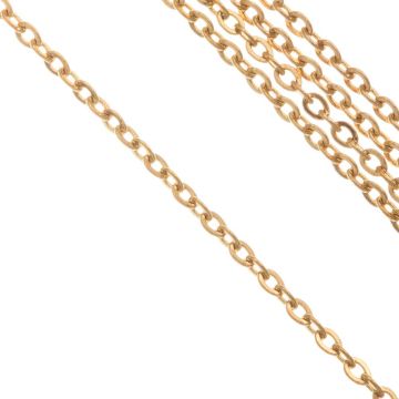 Stainless Steel Schakelketting (2 x 1.5 x 0.4 mm) Goud (10 Meter)
