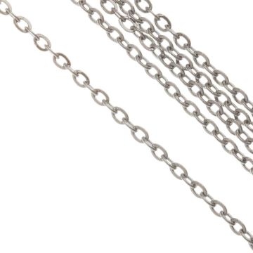 Stainless Steel Schakelketting (2 x 1.5 x 0.4 mm) Antiek Zilver (10 Meter)