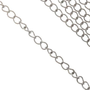 Stainless Steel Schakelketting (4 x 3 mm) Antiek Zilver (10 Meter)