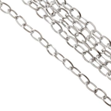 Stainless Steel Schakelketting (7 x 4 x 0.8 mm) Antiek Zilver (10 Meter)