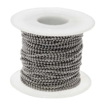 Stainless Steel Bolletjesketting (1.5 mm) Antiek Zilver (20 Meter)