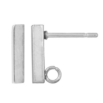 Stainless Steel Oorstekers Bar (15 x 2 mm) Antiek Zilver (4 Stuks)