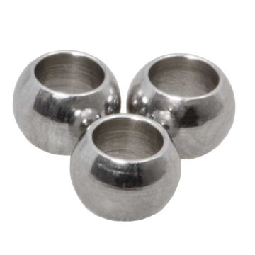 Stainless Steel Kralen Groot Gat (6 x 4.5 mm) Antiek Zilver (25 Stuks)
