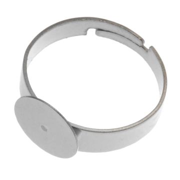 Stainless Steel Verstelbare Ring (Tray 10 mm) Antiek Zilver (5 Stuks)