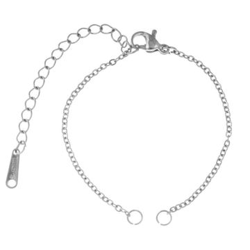 DIY Armband - Stainless Steel Schakelketting met Karabijnsluiting (13 cm) Antiek Zilver (1 Stuk)