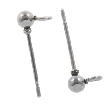 Stainless Steel Oorstekers (16 x 7 mm) Antiek Zilver (10 Stuks)