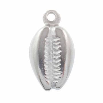 Stainless Steel Bedel Kauri Schelp (18.5 x 10.5 x 3.5 mm) Antiek Zilver (2 Stuks)