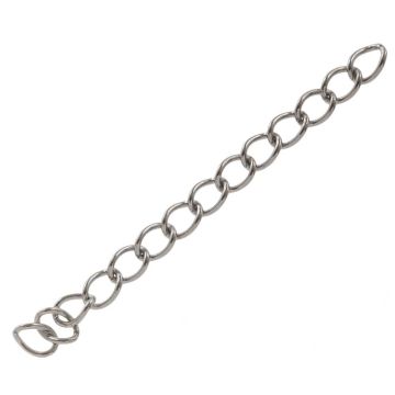 Stainless Steel Verlengketting (47 mm) Antiek Zilver (10 Stuks)
