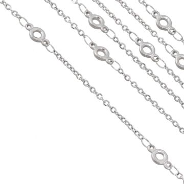Stainless Steel Schakelketting Oogje (9 x 4.5 x 1.4 mm) Antiek Zilver (2 Meter)