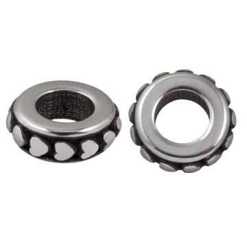 Stainless Steel Kraal Groot Gat (10 x 3.5 mm) Antiek Zilver (1 Stuk)