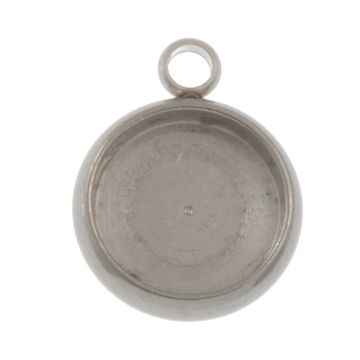 Stainless Steel Bedel Setting (8 mm) Antiek Zilver (5 Stuks)