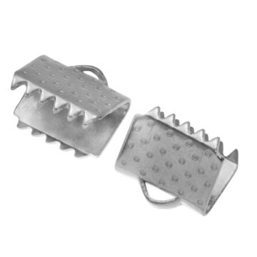 Stainless Steel Lintklem (7.5 x 8.5 mm) Antiek Zilver (20 Stuks)