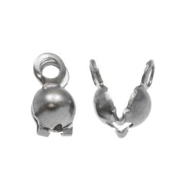 Stainless Steel Kalotje (8 x 4 mm) Antiek Zilver (25 Stuks)