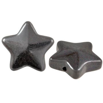 Glaskralen Electroplated Ster (13 x 13.5 x 5.5 mm) Gunmetal (5 Stuks)