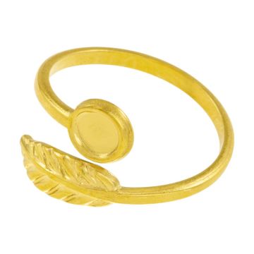 Stainless Steel Ring Cabochon Setting (4 mm) 18K Gold Ion Plated (1 Stuk)