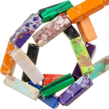 Imperial Jaspis Kralen Rechthoek (14 x 4 x 4 mm) Mix Color (28 Stuks)