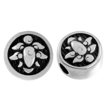 Stainless Steel Kralen Lotus (10.5 x 7.5 mm) Antiek Zilver (1 Stuk)