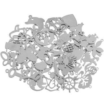 Stainless Steel Bedelmix Divers (9.5 - 21 x 4.5 - 17 x 1 mm) Antiek Zilver (100 Stuks)