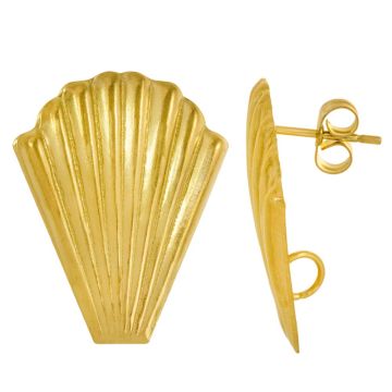 Stainless Steel Oorstekers Schelp met Sluiting (25 x 20.5 mm) Goud (2 Stuks)