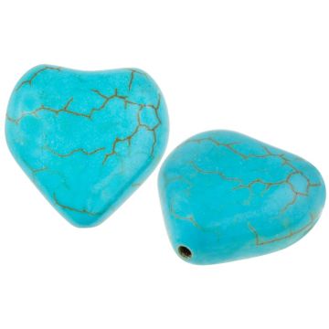 Turkoois Kralen Hart (17 x 17 x 8 mm) Blue Turquoise (5 Stuks)
