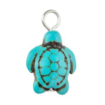 Turkoois Bedel Schildpad (23 x 13 x 7 mm) Blue Turquoise - Antiek Zilver (5 Stuks)