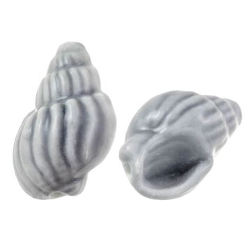 Keramiek Kralen Schelp (21x 14 x 12 mm) Cadet Grey (5 Stuks)