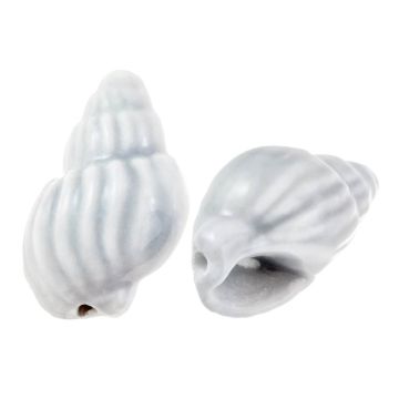 Keramiek Kralen Schelp (21x 14 x 12 mm) Light Blue Grey (5 Stuks)