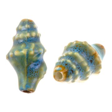 Keramiek Kralen Schelp (20 x 10.5 x 10 mm) Mosaic Blue (5 Stuk)