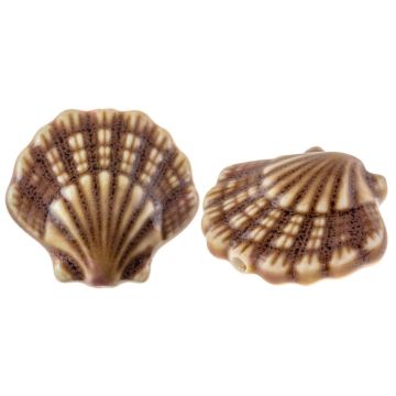 Keramiek Kralen Schelp (27 x 29 x 12 mm) Coconut Brown (1 Stuk)