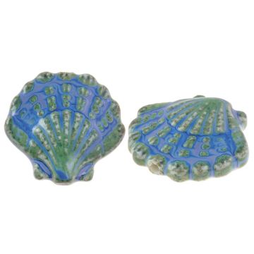 Keramiek Kralen Schelp (27 x 29 x 12 mm) Island Blue (1 Stuk)