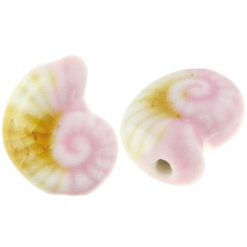 Keramiek Kralen Schelp Slak (21 x 9 mm) Cameo Pink (3 Stuks)