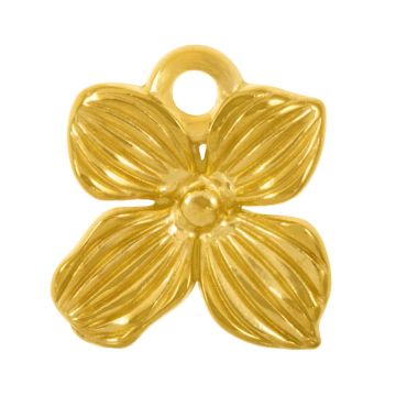 Stainless Steel Bedel Bloem (17 x 15 x 3.5 mm) 18K Gold Ion Plated (2 Stuks)