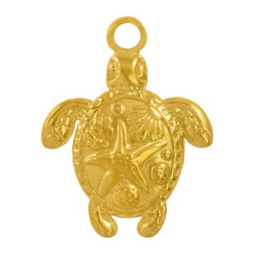Stainless Steel Hanger Schildpad (23 x 18 x 3 mm) 18K Gold Ion Plated (2 Stuks)