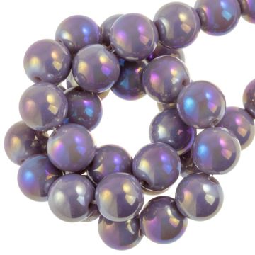 Glaskralen Electroplated (10 mm) Wisteria Purple AB (39 Stuks)