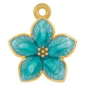 Bedel Enamel Bloem (17 x 14 x 2.5 mm) Blue Turquoise (3 Stuks)