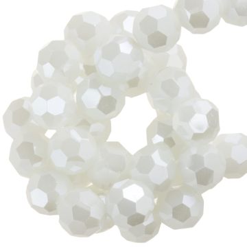 Electroplated Facetkralen Opaque Rond (6 mm) Ivory White AB (90 Stuks)